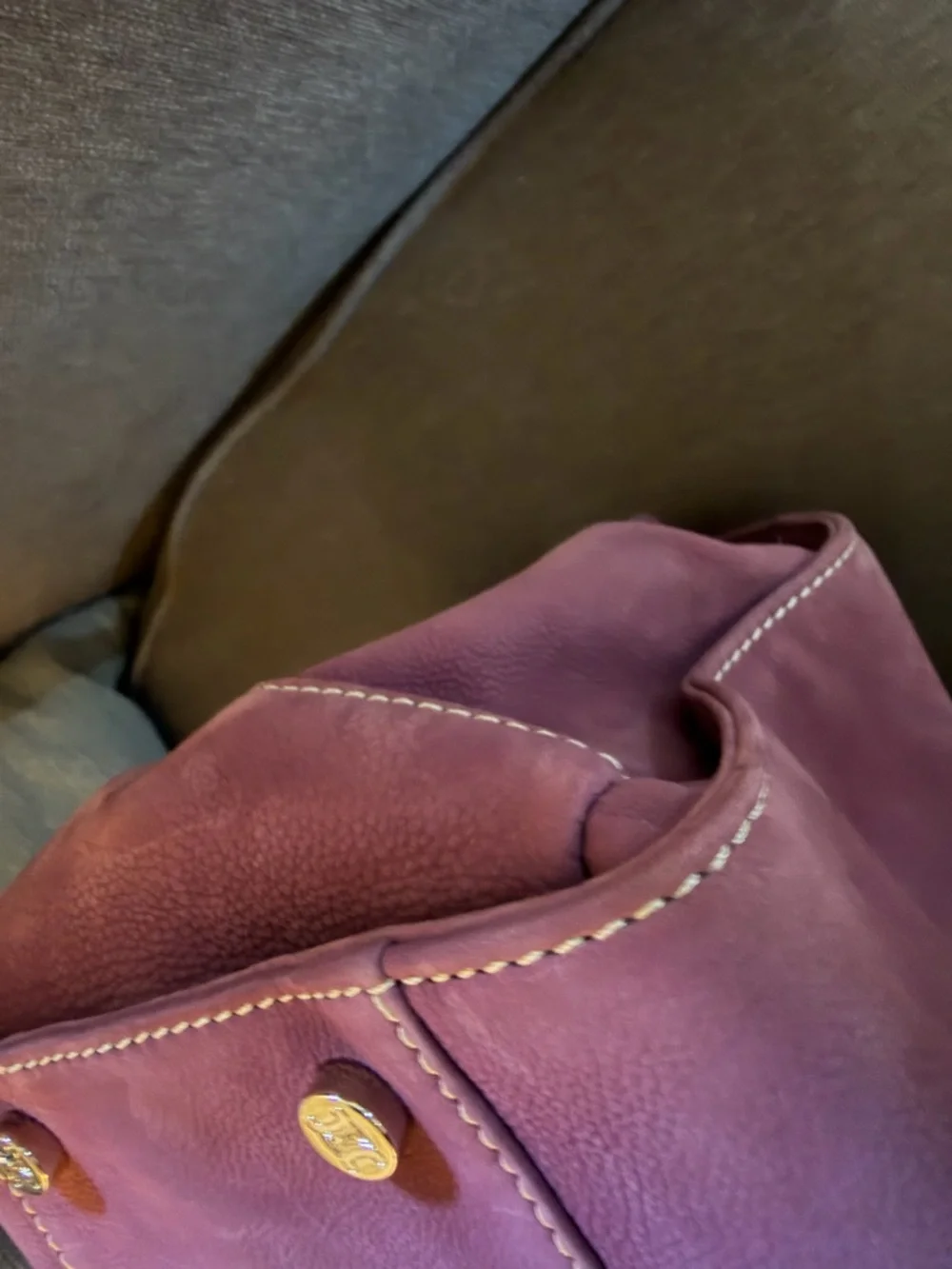 Celine Suede Satchel Handbag in Plum - Picture 13 of 14